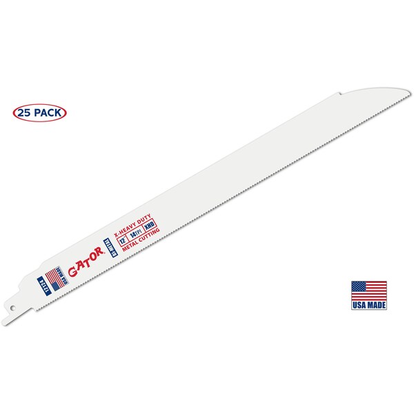 Gator Reciprocating Saw Blade, 12 in x 1 in x 14 TPI, X-Heavy Duty Metal Cutting, 25PK 12124-25 - main